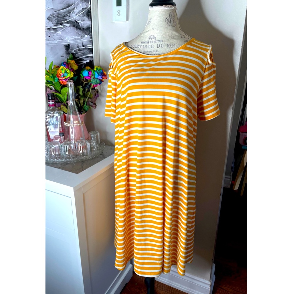 Yellow and White Swing Dress
